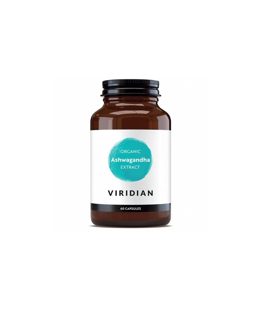 La ashwagandha orgánica de primera calidad de Viridian se cultiva en la India y es un extracto de alta potencia y espectro comp