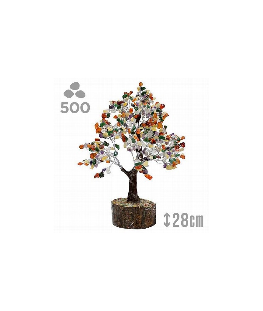 Árbol compuesto de 500 piedrecitas chip en mineral mixto.

Base de madera.

Para la cultura asiática simboliza la vida, la 