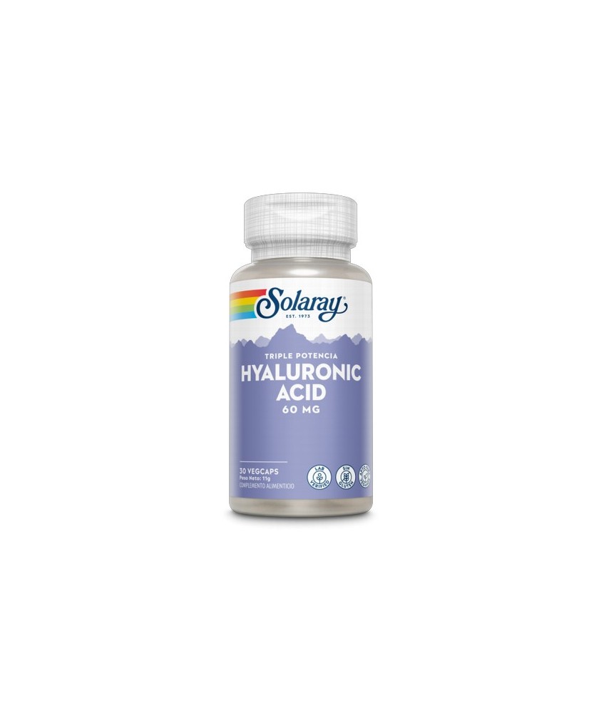 Hyaluronic Acid-30 VegCaps con protección entérica.Sin gluten.
Contenido medio (por VegCap)
Vitamina C (ácido ascórbico)

1