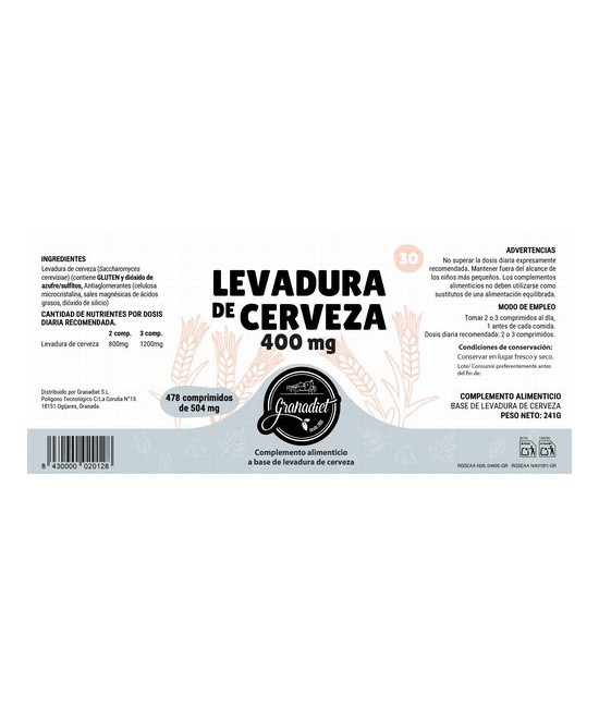 GR.LEVADURA CERV.400 MG 478 COMP.
