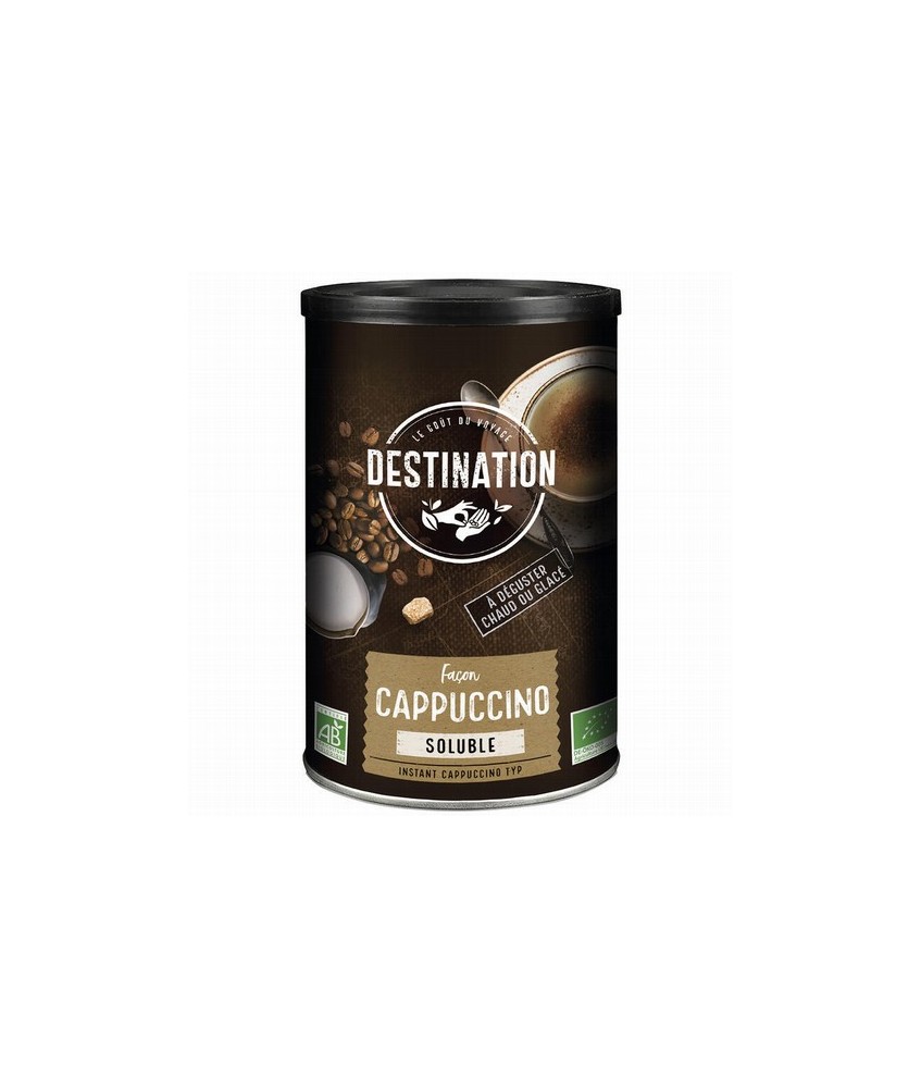 
CAPUCHINO SOLUBLE BIO, 200 g
Ref. 609054

Ingredientes: leche desnatada en polvo* 40% azúcar de caña*, café soluble* 16%, 