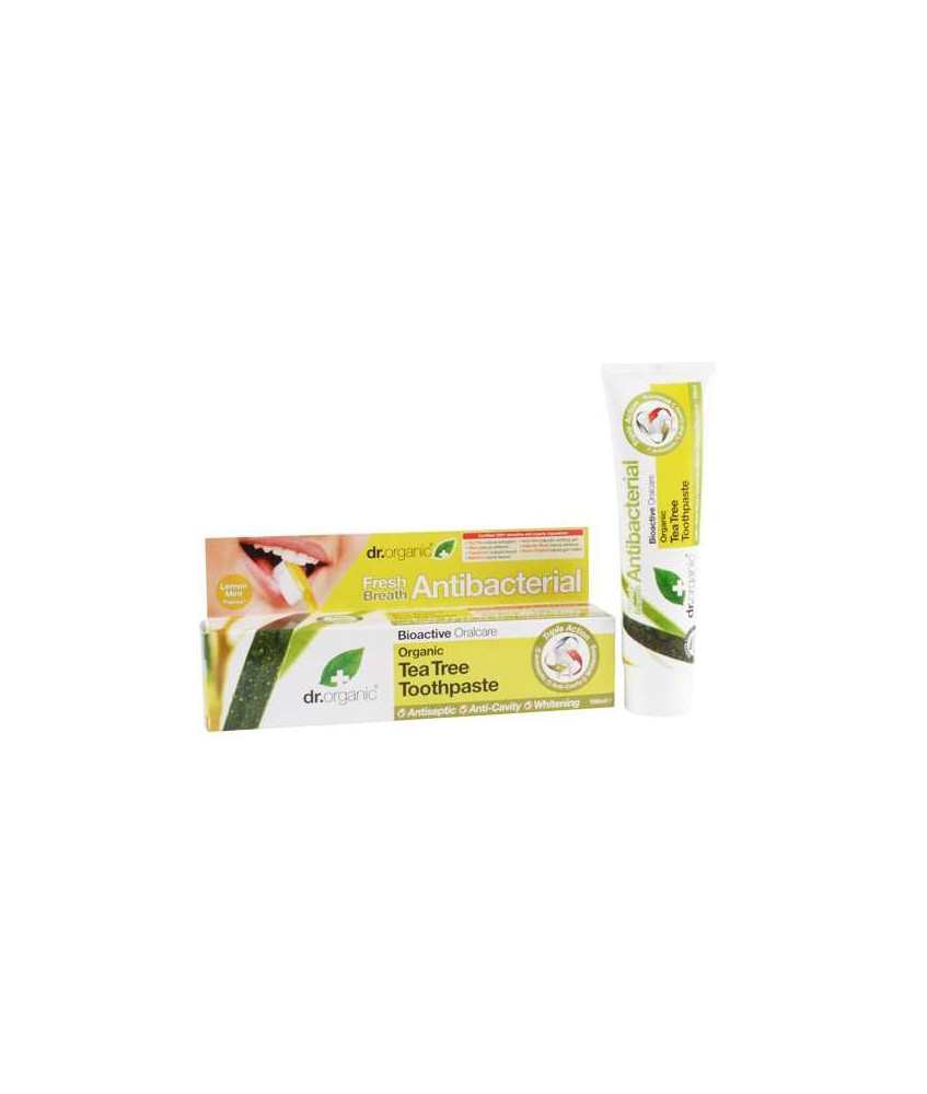 Tea Tree Toothpaste
Esta pasta de dientes de triple acción contiene aceite de árbol de
té orgánico, Aloe Vera, sílice, musgo 