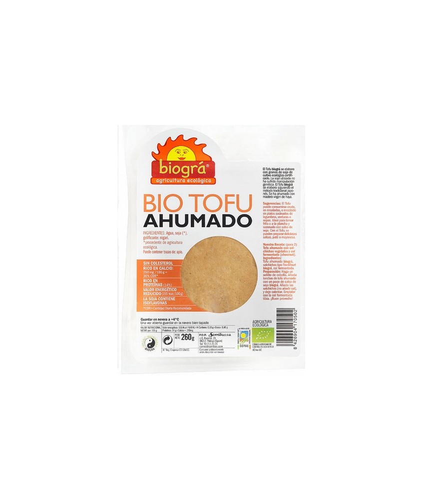 ofu Ahumado

El tofu biográ se elabora con granos de soja de Cultivo Ecológico Certificado. La soja utilizada no ha sufrido m