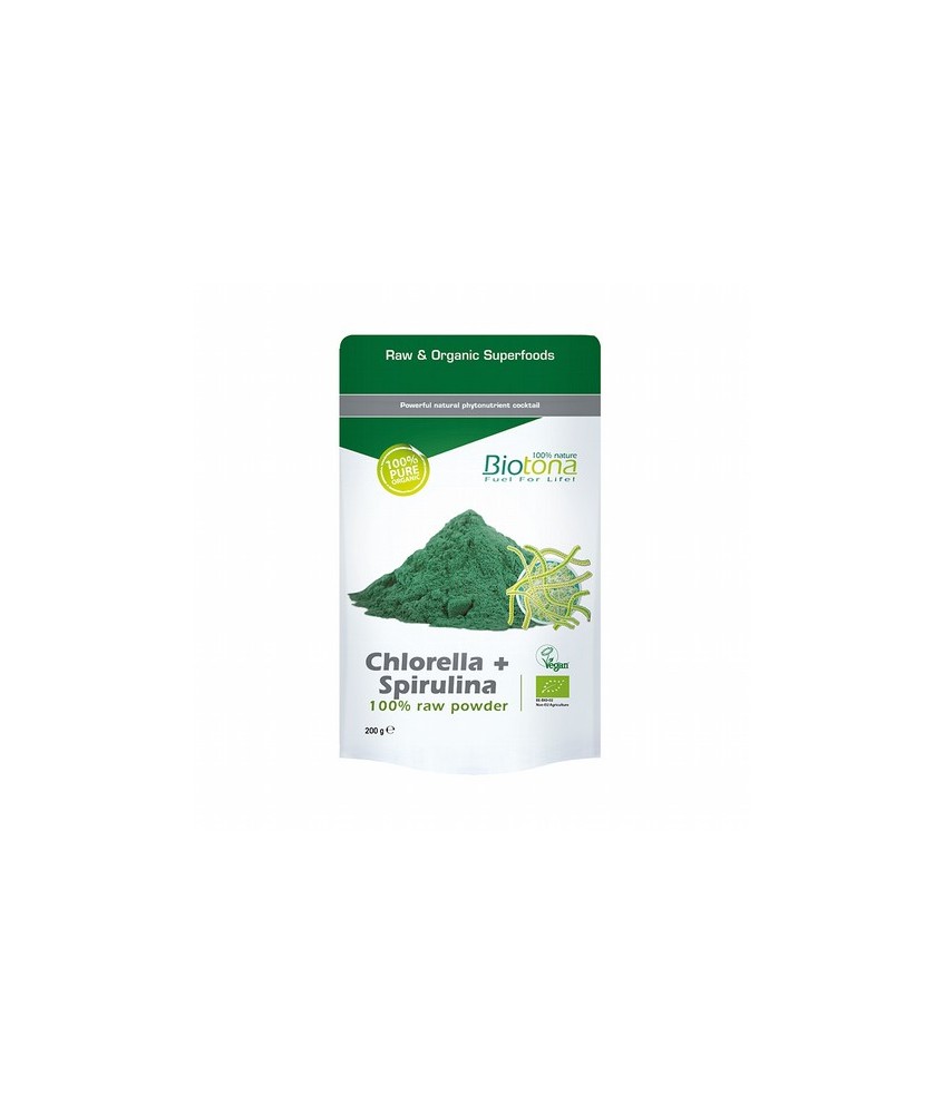 Chlorella + Spirulina
100% polvo puro
La chlorella (literalmente pequeña hoja verde) no se descubrió hasta el final del sig