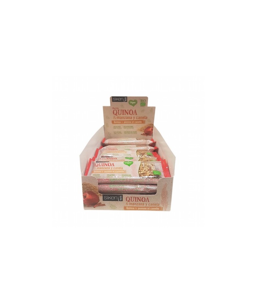 BARRITAS QUINOA, MANZANA Y CANELA BIO (EXPOSITOR 15 UDS) 40 G SIKEN FORM

DESCRIPCIÓN DEL PRODUCTO
BARRITAS QUINOA, MANZANA 