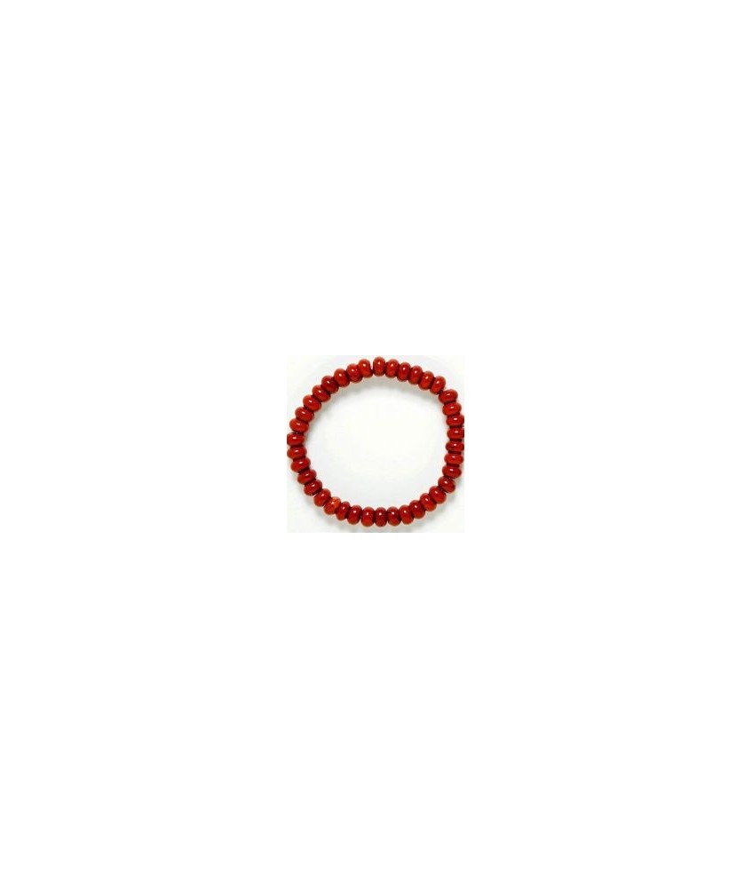 Pulsera de Jade Rojo de 38 piezas de 8 mm. de diámetro. 
Engarce de goma elástica.