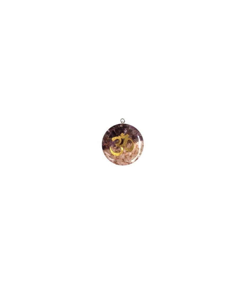 Colgante de Orgonita Om. Montado en Amatista y Cuarzo Rosa.
Artículo procedente de India.
ENGARCE PLATA