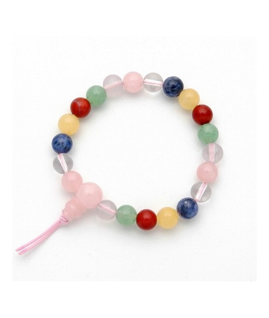 Pulsera minerales colores de los chakras en bolas de 8mm. 
Presentada con cartón con el  nombre del mineral y su propiedad.