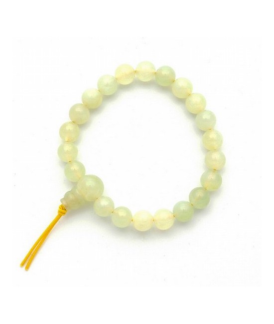 Pulsera de jade verde en bolas de 8mm.
Presentada con cartón con el  nombre del mineral y su propiedad.