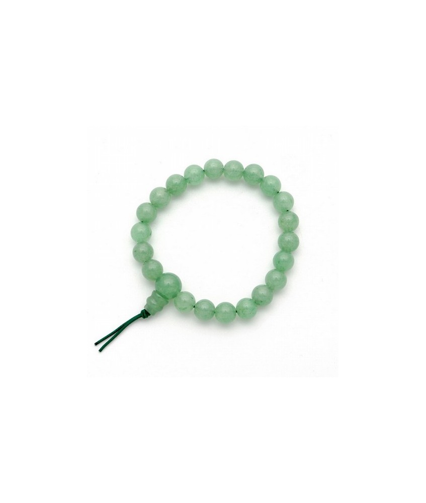 Pulsera de Aventurina verde en bolas de 8mm.
Presentada con cartón con el  nombre del mineral y su propiedad.
