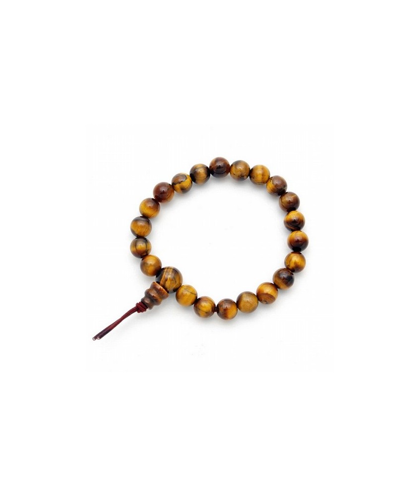 Pulsera de ojo de tigre en bolas de 8mm.
Presentada con cartón con el  nombre del mineral y su propiedad.
 