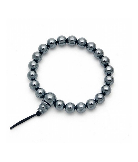 Pulsera de hematite en bola de 8mm.
Presentada con cartón con el  nombre del mineral y su propiedad.