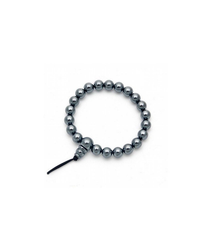 Pulsera de hematite en bola de 8mm.
Presentada con cartón con el  nombre del mineral y su propiedad.