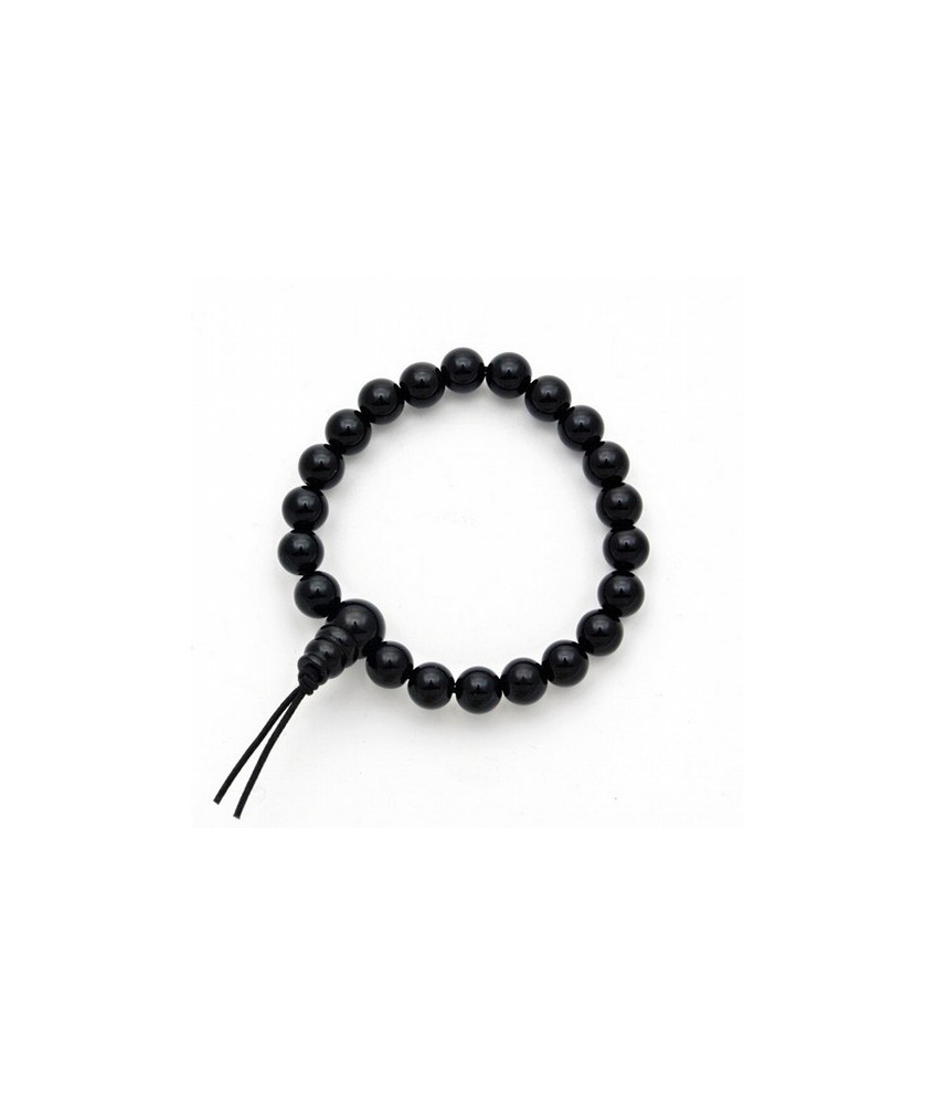 Pulsera de obsidiana en bolas de 8mm.
Presentada con cartón con el  nombre del mineral y su propiedad.