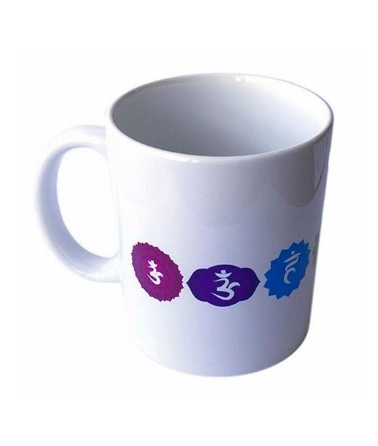Taza blanca de los 7 chakras