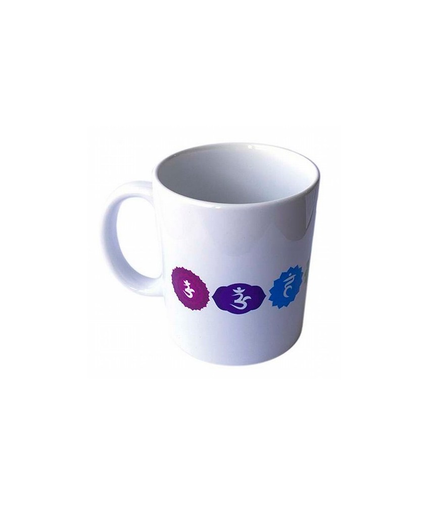 Taza blanca de los 7 chakras