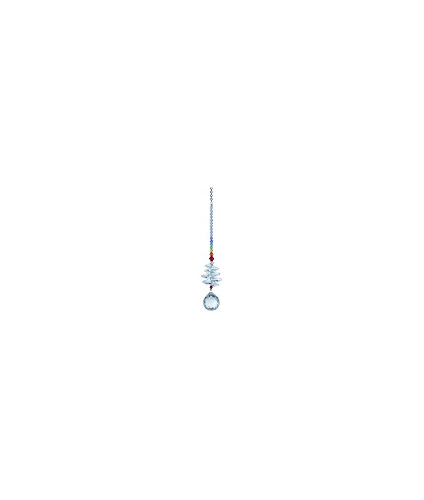 Medidas: 19 Cm.
Cristal austriaco, altura de los cristales 12,5cm, Esfera 2 cm. dimeatro y cadena de metal